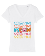 Meow Tricou mânecă scurtă guler V Damă Evoker