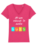 M-am născut în zodia Balanță Tricou mânecă scurtă guler V Damă Evoker