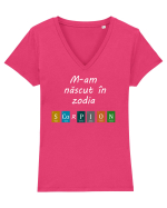 M-am născut în zodia Scorpion Tricou mânecă scurtă guler V Damă Evoker