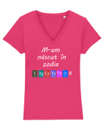 M-am născut în zodia Săgetător Tricou mânecă scurtă guler V Damă Evoker