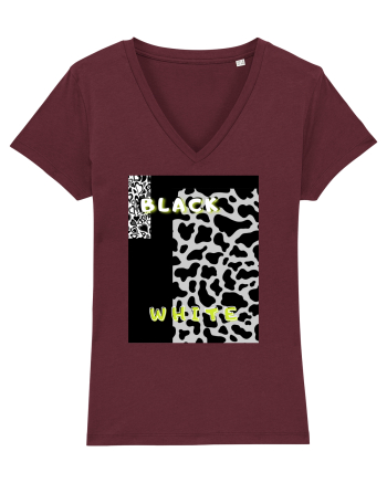 BLACK & WHITE PRINT Burgundy