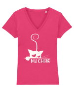 Nu chiar - alb Tricou mânecă scurtă guler V Damă Evoker