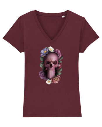 Craniu cu flori punishskull 01 Burgundy