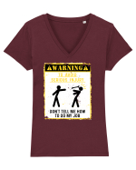 Warning Don't tell me how to do my job. Tricou mânecă scurtă guler V Damă Evoker