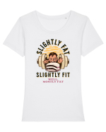 Un pic gras aproape fit. Tricou de mers la sală Tricou mânecă scurtă guler larg fitted Damă Expresser