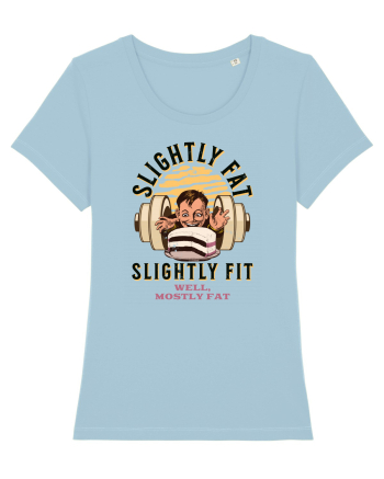 Un pic gras aproape fit. Tricou de mers la sală Sky Blue