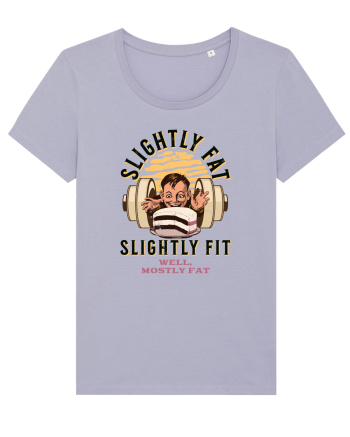 Un pic gras aproape fit. Tricou de mers la sală Lavender