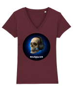 Craniu cu casti - skullphones 03 Tricou mânecă scurtă guler V Damă Evoker