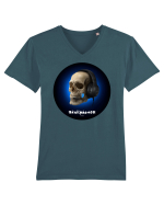Craniu cu casti - skullphones 03 Tricou mânecă scurtă guler V Bărbat Presenter