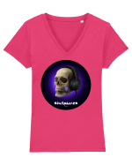Craniu cu casti - skullphones 03 Tricou mânecă scurtă guler V Damă Evoker
