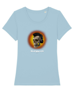 Craniu cu casti - skullphones 07 portocaliu Tricou mânecă scurtă guler larg fitted Damă Expresser