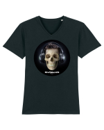 Craniu cu casti - skullphones 09 Tricou mânecă scurtă guler V Bărbat Presenter