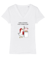 Găina bătrână face ciorba bună Tricou mânecă scurtă guler V Damă Evoker