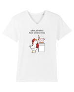 Găina bătrână face ciorba bună Tricou mânecă scurtă guler V Bărbat Presenter