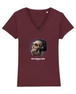 Craniu cu casti - skullphones 16 Tricou mânecă scurtă guler V Damă Evoker