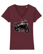 FZ-09 Motorcycle Tricou mânecă scurtă guler V Damă Evoker