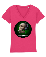 Craniu cu casti - skullphones 18 Tricou mânecă scurtă guler V Damă Evoker
