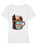 Happy Camper Tricou mânecă scurtă guler larg fitted Damă Expresser