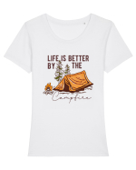 Life is better by the campfire Tricou mânecă scurtă guler larg fitted Damă Expresser