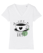 A Cup Of Happy Tricou mânecă scurtă guler V Damă Evoker