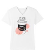 Life Happens Coffee Helps Tricou mânecă scurtă guler V Bărbat Presenter