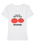 I Love You From My Head Tomatoes Tricou mânecă scurtă guler larg fitted Damă Expresser