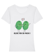 Olive You So Much! Tricou mânecă scurtă guler larg fitted Damă Expresser