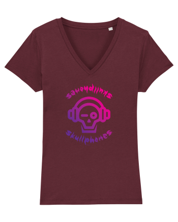 Craniu cu casti - skullphones logo Burgundy