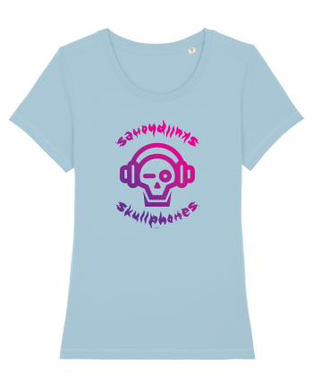 Craniu cu casti - skullphones logo Sky Blue