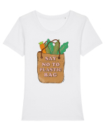 Say No to Plastic Bag Tricou mânecă scurtă guler larg fitted Damă Expresser