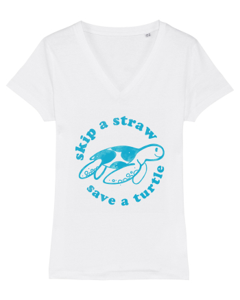 Skip a Straw Save a Turtle White