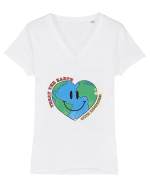 Treat the Earth with Kindness Tricou mânecă scurtă guler V Damă Evoker