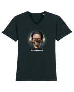 Craniu cu căști- skullphones 01 ochi Tricou mânecă scurtă guler V Bărbat Presenter