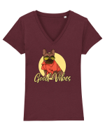 Cu atitudine - Good vibes Tricou mânecă scurtă guler V Damă Evoker