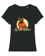 Cu atitudine - Good vibes Tricou mânecă scurtă guler larg fitted Damă Expresser