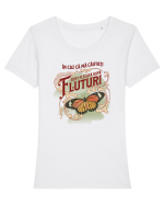 Plecată după fluturi, în caz că mă căutați Tricou mânecă scurtă guler larg fitted Damă Expresser