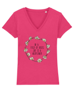 In a field of roses she is a wildflower Tricou mânecă scurtă guler V Damă Evoker