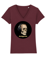 Craniu cu casti - skullphones 14 Tricou mânecă scurtă guler V Damă Evoker