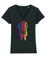 LGBTQ Dreamcatcher dream catcher. Prinzător de vise Tricou mânecă scurtă guler V Damă Evoker