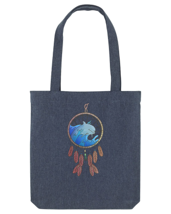 Dolphin Dreamcatcher. Prinzător de vise cu delfini și valuri și pene Midnight Blue