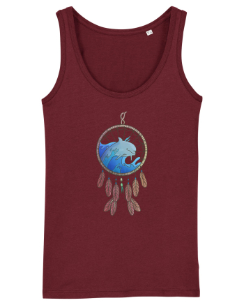 Dolphin Dreamcatcher. Prinzător de vise cu delfini și valuri și pene Burgundy