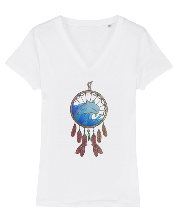 Dolphin Dreamcatcher. Prinzător de vise cu delfini și valuri și pene White