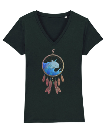 Dolphin Dreamcatcher. Prinzător de vise cu delfini și valuri și pene Black