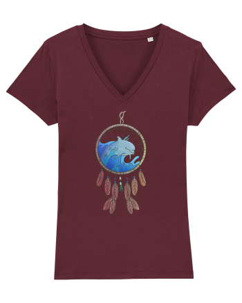 Dolphin Dreamcatcher. Prinzător de vise cu delfini și valuri și pene Burgundy