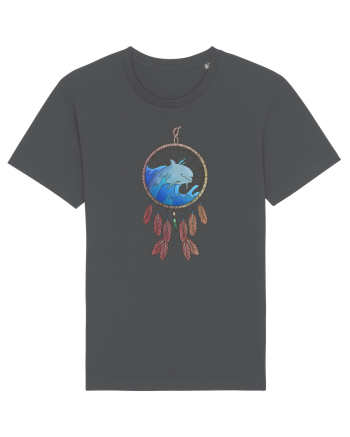 Dolphin Dreamcatcher. Prinzător de vise cu delfini și valuri și pene Anthracite