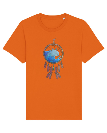 Dolphin Dreamcatcher. Prinzător de vise cu delfini și valuri și pene Bright Orange