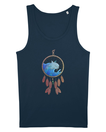 Dolphin Dreamcatcher. Prinzător de vise cu delfini și valuri și pene Navy