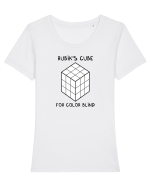 Rubik's cube for color blind Tricou mânecă scurtă guler larg fitted Damă Expresser