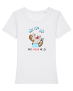 Trei mese pe zi Tricou mânecă scurtă guler larg fitted Damă Expresser