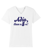 Adio, clasa a 8-a! Tricou de pus in rama. Tricou mânecă scurtă guler V Bărbat Presenter